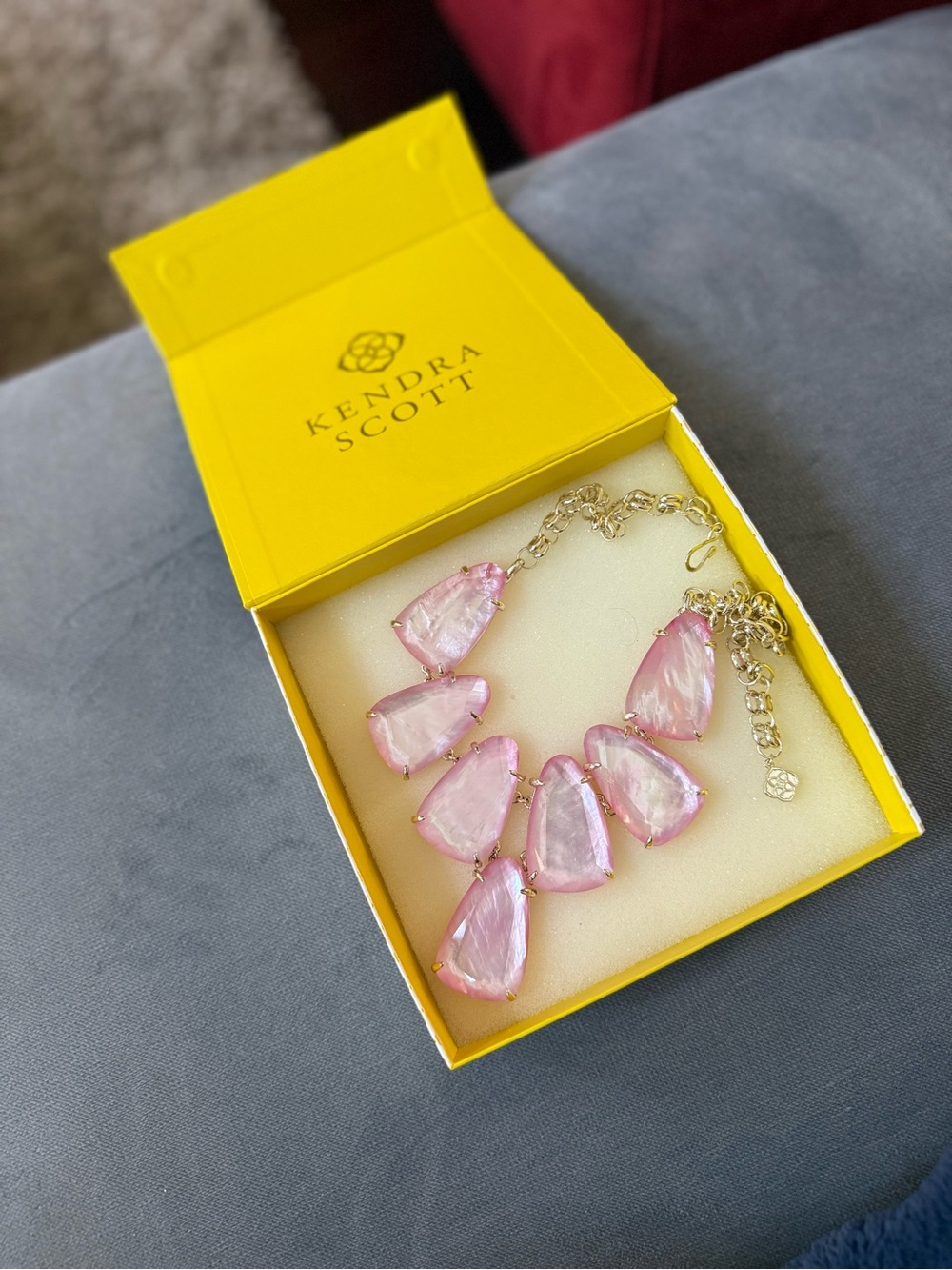 Kendra Scott Pink/ Mother of Pearl/ Gold Harlow Necklace